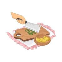 Illustration of slice green onions on a cutting board vector
