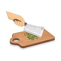 Illustration of slice green onions on a cutting board vector