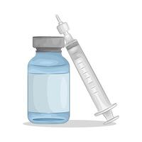 Illustration of vaccine bottle with syringe vector