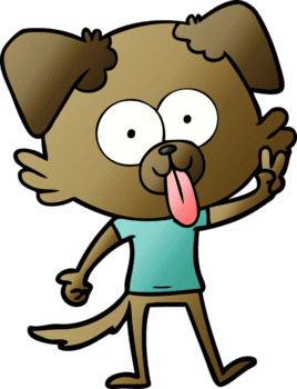 Karikatur Hund mit Zunge kleben aus Zeichnung png