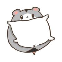 cute kawaii hamster with pillow illustration vector