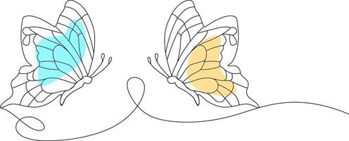 Butterfly in One continuous line drawing ,line art vector