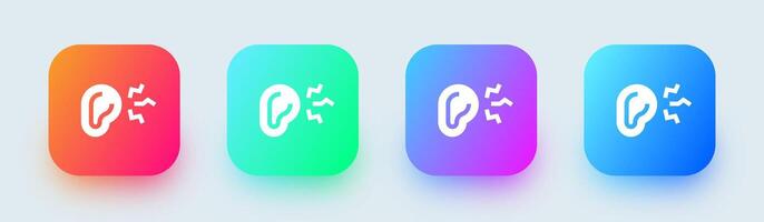 Noice solid icon in square gradient colors. Hearing signs illustration. vector