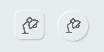 Table lamp line icon in neomorphic design style. Light signs illustration. vector