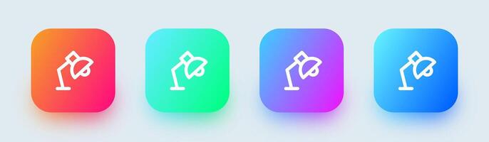 Table lamp line icon in square gradient colors. Light signs illustration. vector