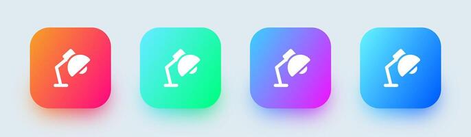 Table lamp solid icon in square gradient colors. Light signs illustration. vector