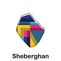 Afghanistan map with capital City of Sheberghan, colorful geometric and abstract design template vector
