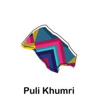 Afghanistan map with capital City of Puli Khumri, colorful geometric and abstract design template vector