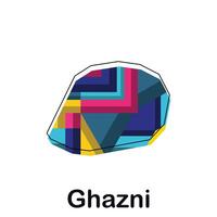 Afghanistan map with capital City of Ghazni, colorful geometric and abstract design template vector
