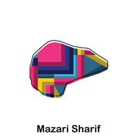Afghanistan map with capital City of Mazari Sharif, colorful geometric and abstract design template vector