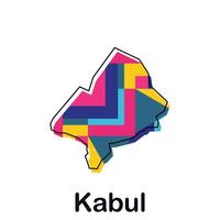 Afghanistan map with capital City of Kabul, colorful geometric and abstract design template vector