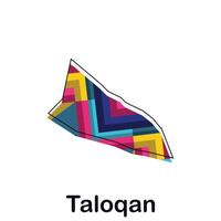 Afghanistan map with capital City of Taloqan, colorful geometric and abstract design template vector