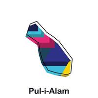 Afghanistan map with capital City of Pul i Alam, colorful geometric and abstract design template vector