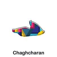 Afghanistan map with capital City of Chaghcharan, colorful geometric and abstract design template vector