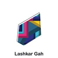 Afghanistan map with capital City of Lashkar Gah, colorful geometric and abstract design template vector