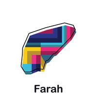 Afghanistan map with capital City of Farah, colorful geometric and abstract design template vector