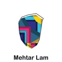 Afghanistan map with capital City of Mehtar Lam, colorful geometric and abstract design template vector