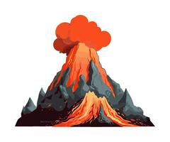 volcano eruption with lava illustration icon isolated vector