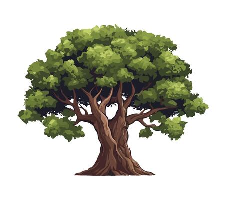 Green leaves grow on tree icon isolated