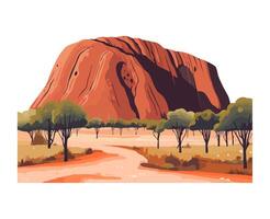 landscape desert, mountain and tree icon isolated vector