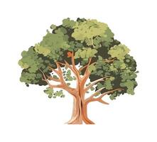 Green leaves grow on tree branches in nature icon isolated vector