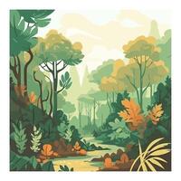 forest leaves trees and path backdrop, design vector