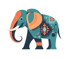 Cute elephant mascot with abstract style icon isolated vector