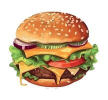 Grilled cheeseburger meal with salad icon isolated vector