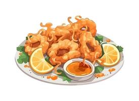 Grilled seafood plate with prawns and octopus icon isolated vector