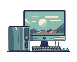 illustration computer equipment desktop icon isolated vector