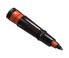 Metallic pen creates sharp signature on document icon isolated vector