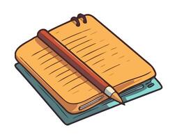 Yellow pencil sketches on blank notebook page icon isolated vector