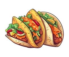 Grilled beef taco with fresh cilantro and tomato icon isolated vector