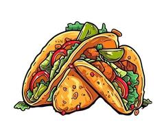 Gourmet taco meal with beef and spice icon isolated vector