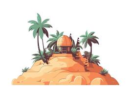 A tropical paradise palm trees and sand icon isolated vector
