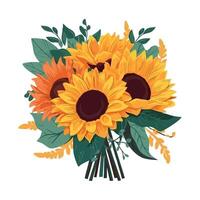 sunflower bouquet symbolizes beauty in nature icon isolated vector