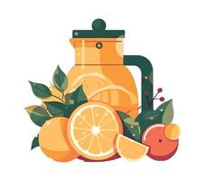 Fresh citrus fruits in a glass bottle icon isolated vector
