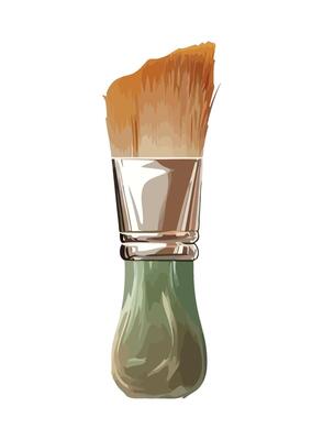 paintbrush in green handle icon isolated