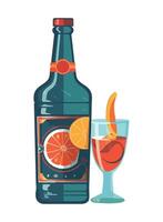 Fresh cocktail with fruit and ice cubes icon isolated vector