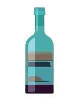 Wine bottle icon on flat blue backdrop isolated vector