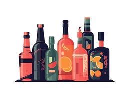 Wine bottles icon on flat backdrop icon isolated vector