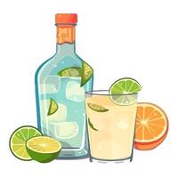 Fresh citrus cocktail with lemon and lime slices icon isolated vector