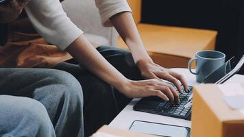 couple start up small business owner are thrilled with their success in online sales and e-commerce. video