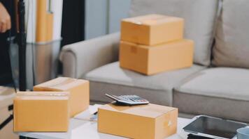 couple start up small business owner are thrilled with their success in online sales and e-commerce. video
