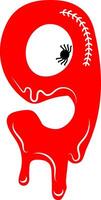 Red Numerical figures in bloody halloween template design graphics vector