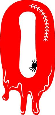 Red Numerical figures in bloody halloween template design graphics
