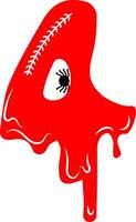 Red Numerical figures in bloody halloween template design graphics vector