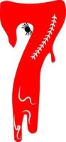 Red Numerical figures in bloody halloween template design graphics vector