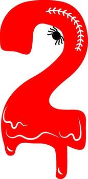 Red Numerical figures in bloody halloween template design graphics vector