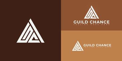 Abstract initial triangle letter GC or CG logo in white color isolated on multiple background colors. The logo is suitable for sand mining company logo design illustration inspiration templates vector